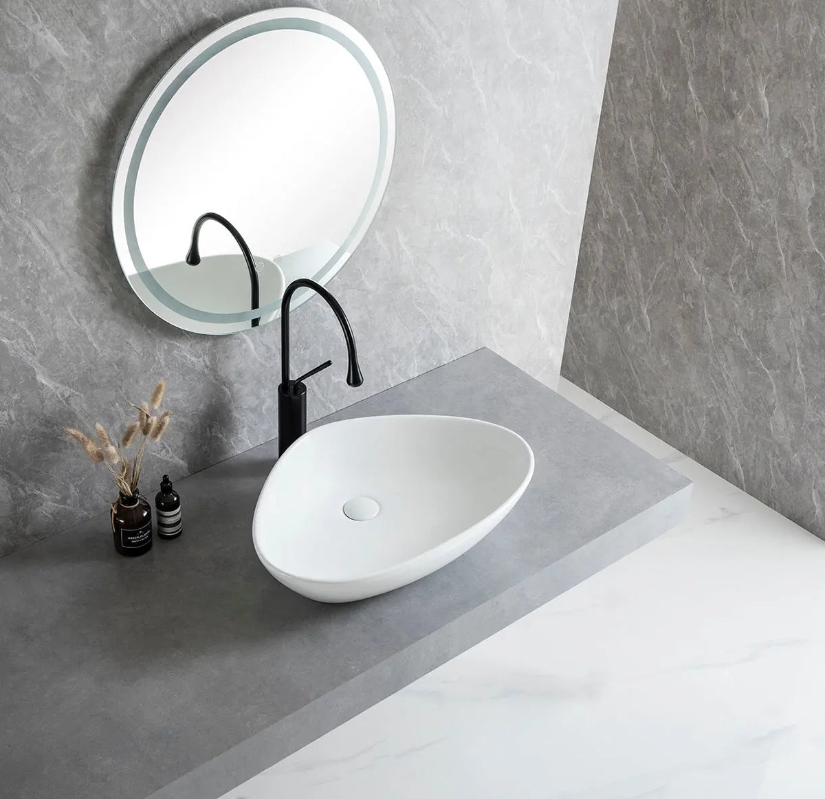 Elite waskom rond 58,5 x 39 x 14 cm keramiek glans wit