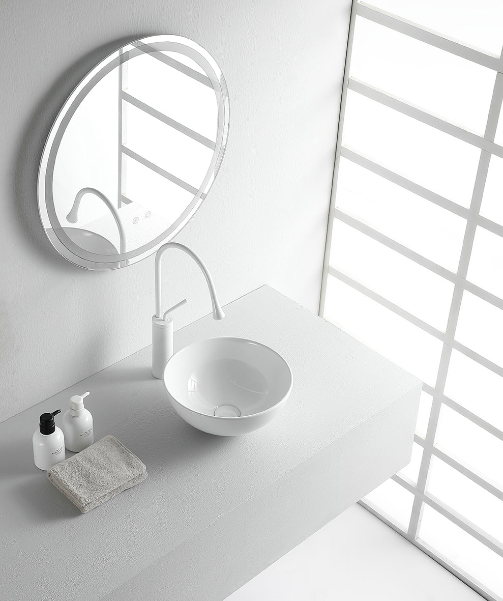 Luna waskom rond 32,5 x 14 cm keramiek glans wit