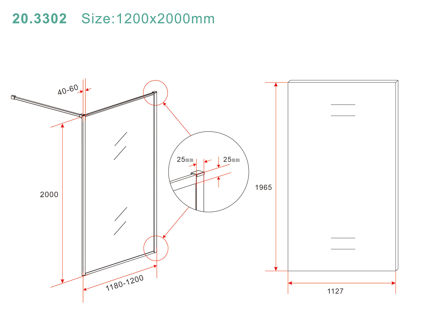 Square inloopdouche 1200 x 2000 x 8 mm nano helder glas/geborsteld messing