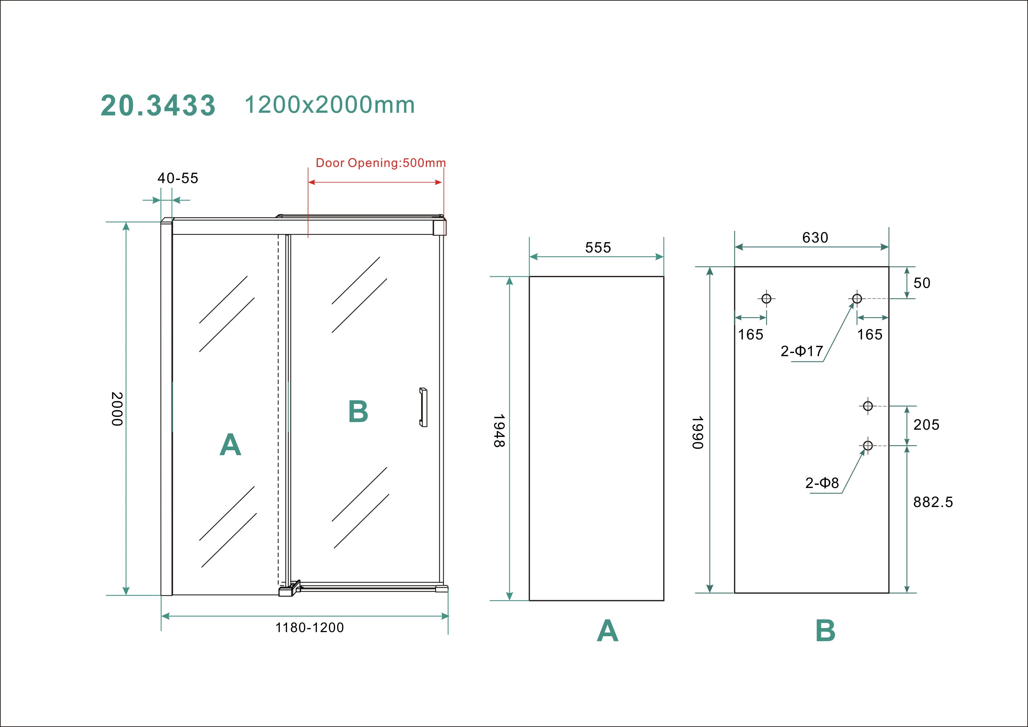 Puerta nisdeur met 1 schuifdeur 1200 x 2000 x 8 mm nano helder glas/chroom