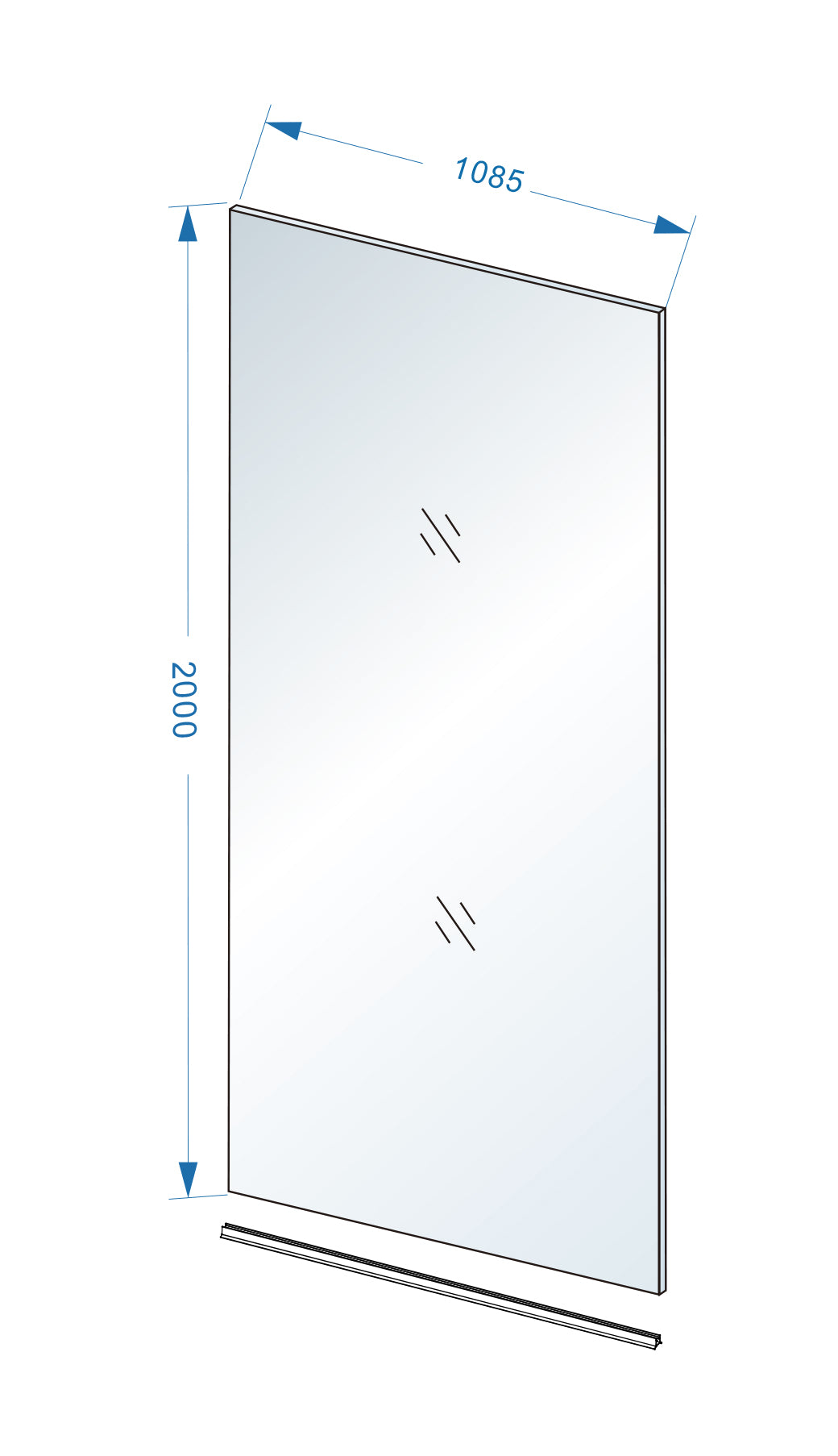 Slim glasplaat 1100 x 2000 x 8 mm nano helder glas