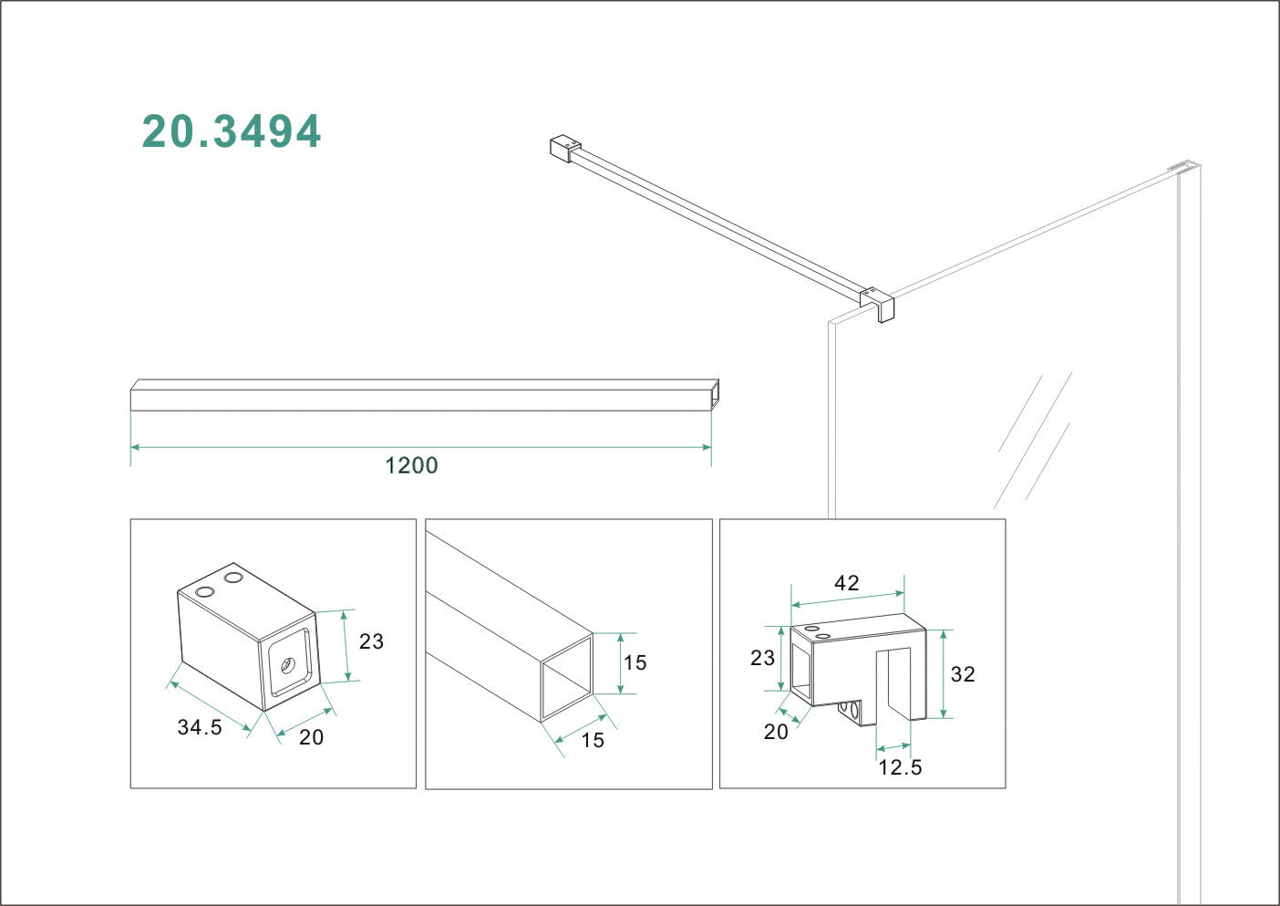 Slim stabilisatiestang 120 cm geborsteld messing