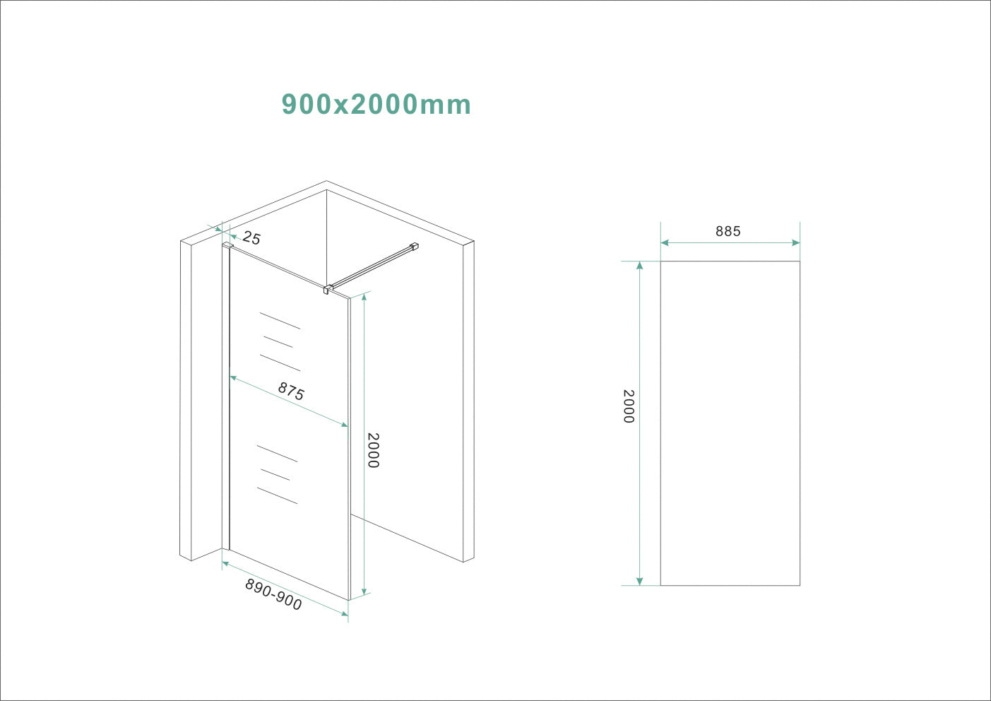 Slim glasplaat 900 x 2000 x 8 mm nano vintage brons glas