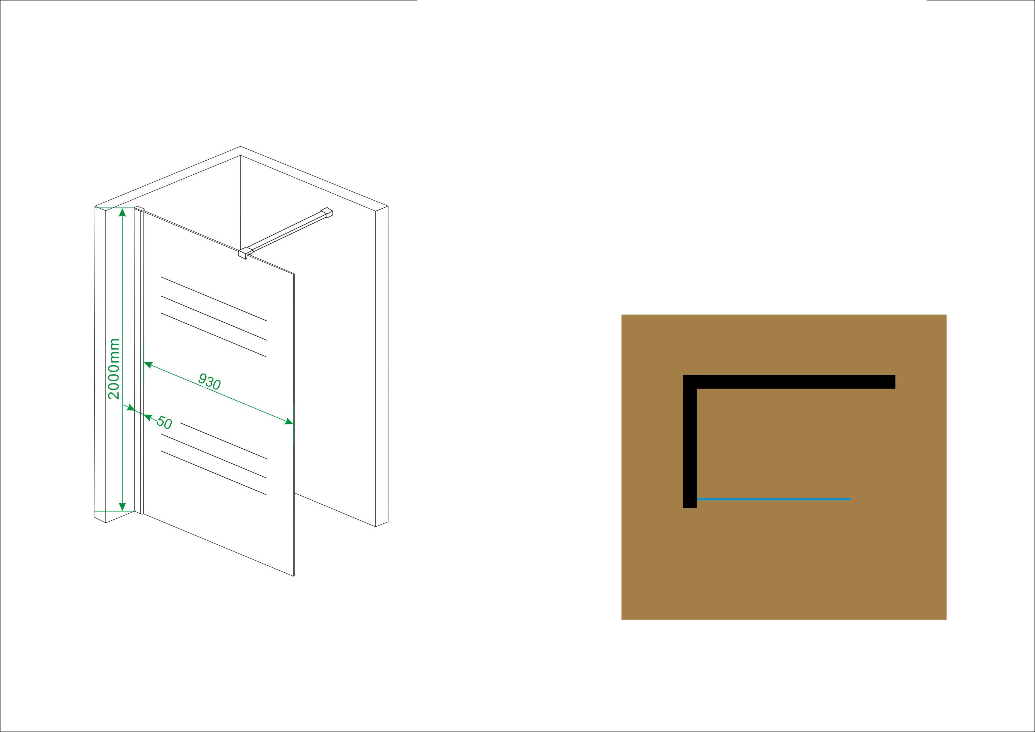 Graffic inloopdouche 1000 x 2000 x 10 mm nano safety glass folie helder glas/chroom