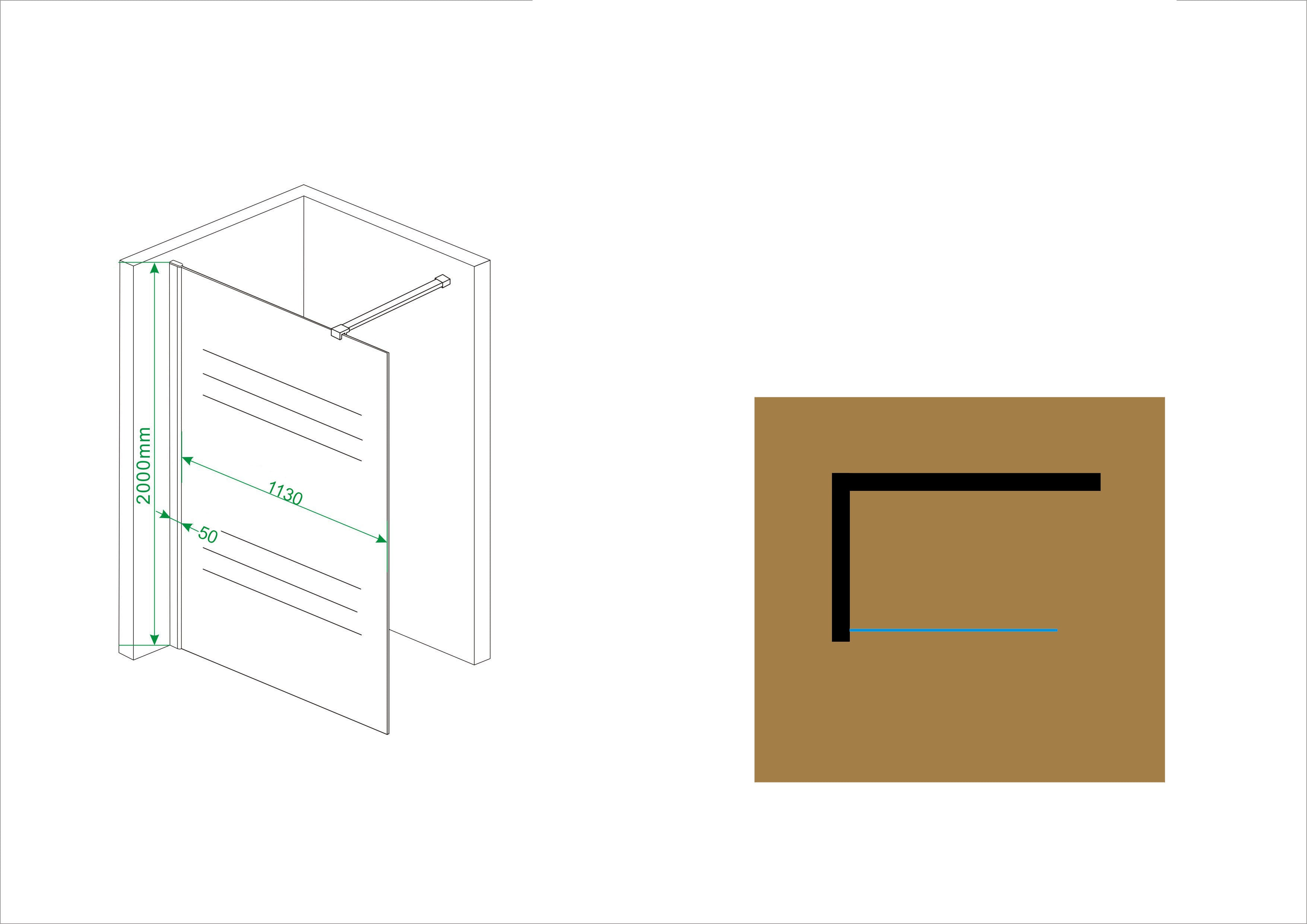 Graffic inloopdouche 1200 x 2000 x 10 mm nano safety glass folie helder glas/chroom
