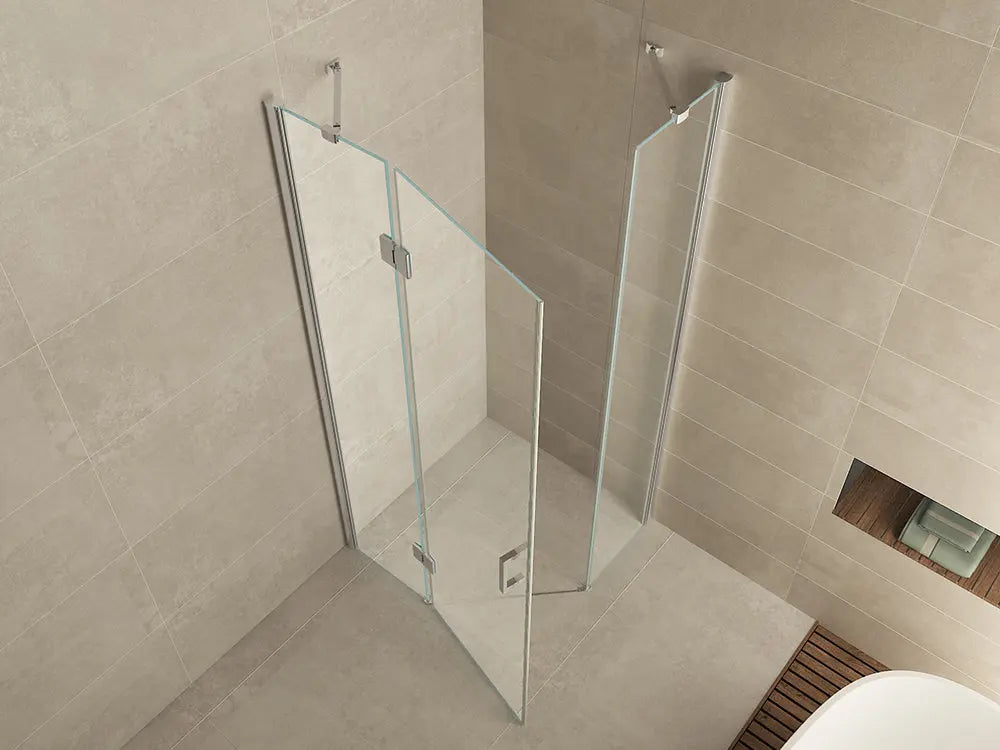 Pento cabine met 1 draaideur 900 x 900 x 2000 x 8 mm nano helder glas/chroom