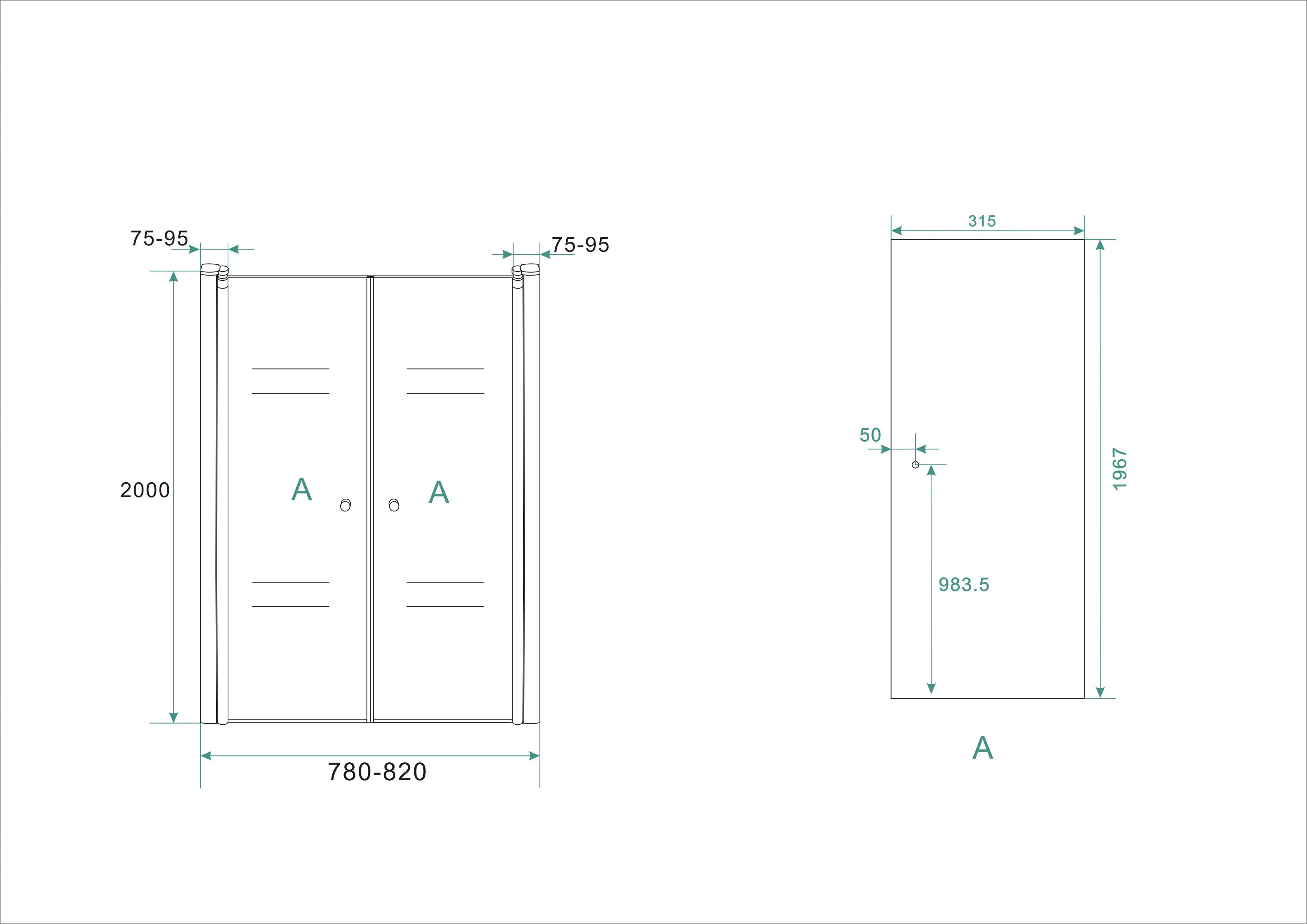 Lagos pendeldeur in nis 800 x 2000 x 6 mm nano helder glas/chroom