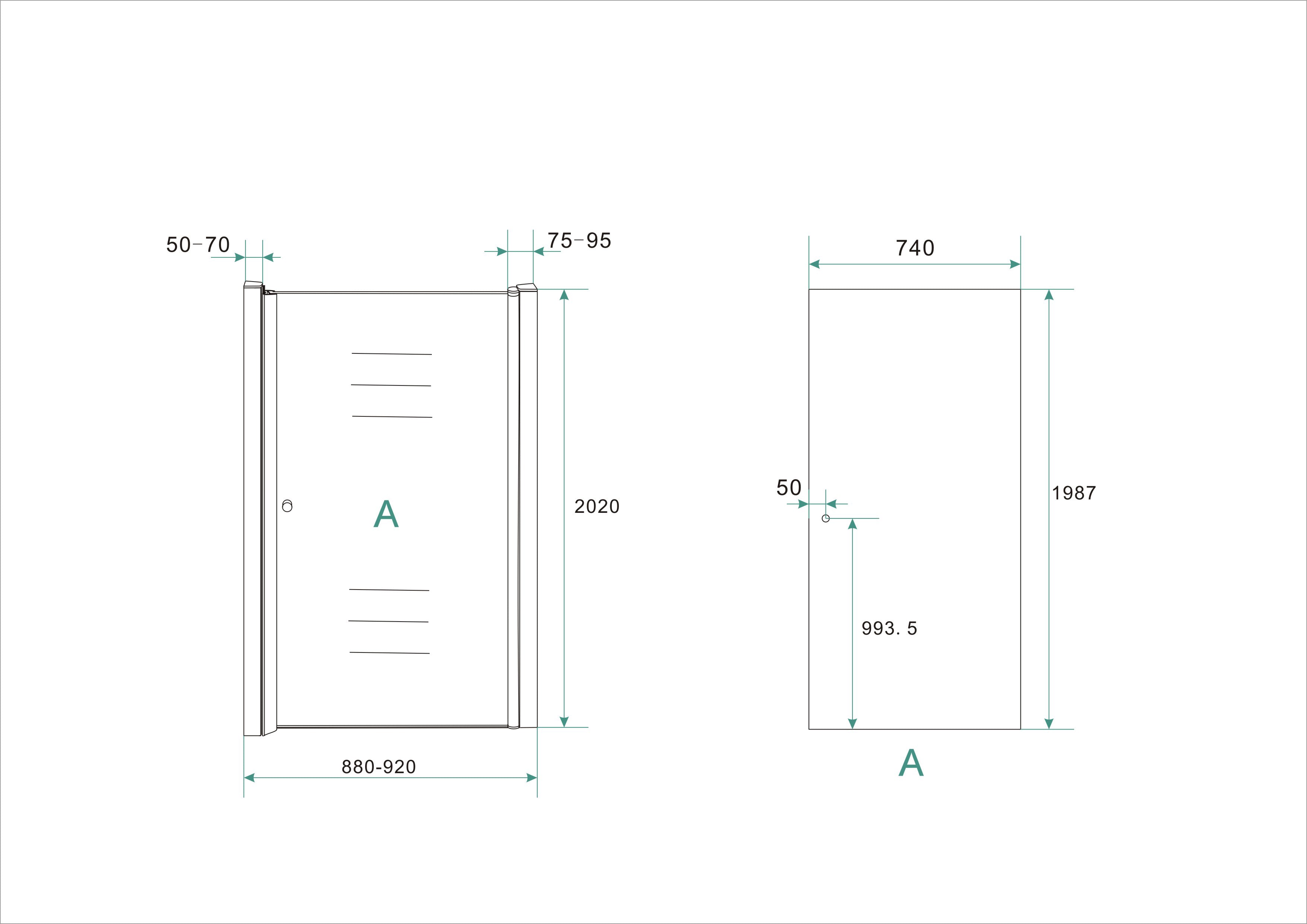 Between nisdeur 900 x 2000 x 8 mm nano helder glas/chroom