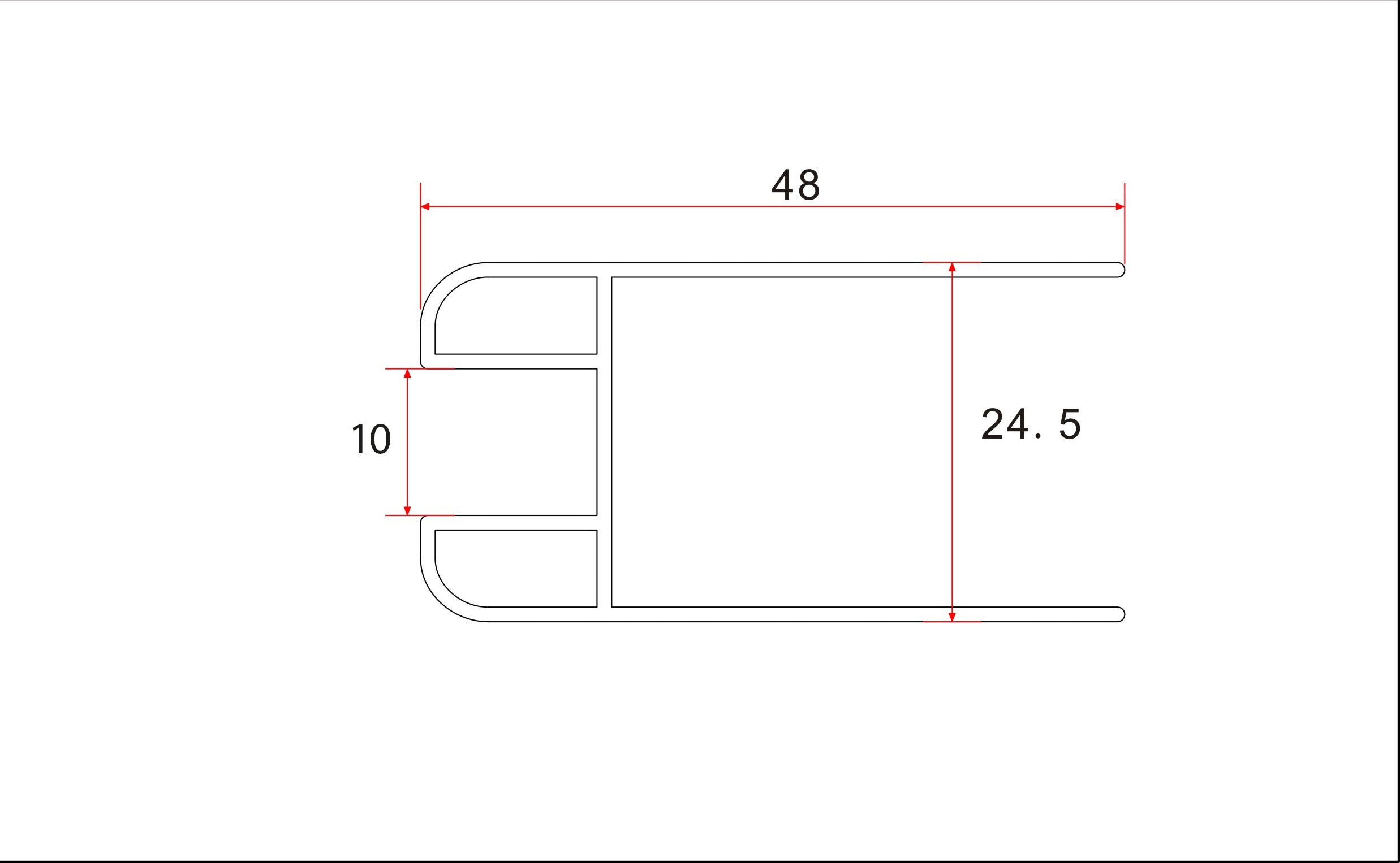 chroom glasprofiel tbv muurprofiel glasdikte 1cm lengte 200 cm