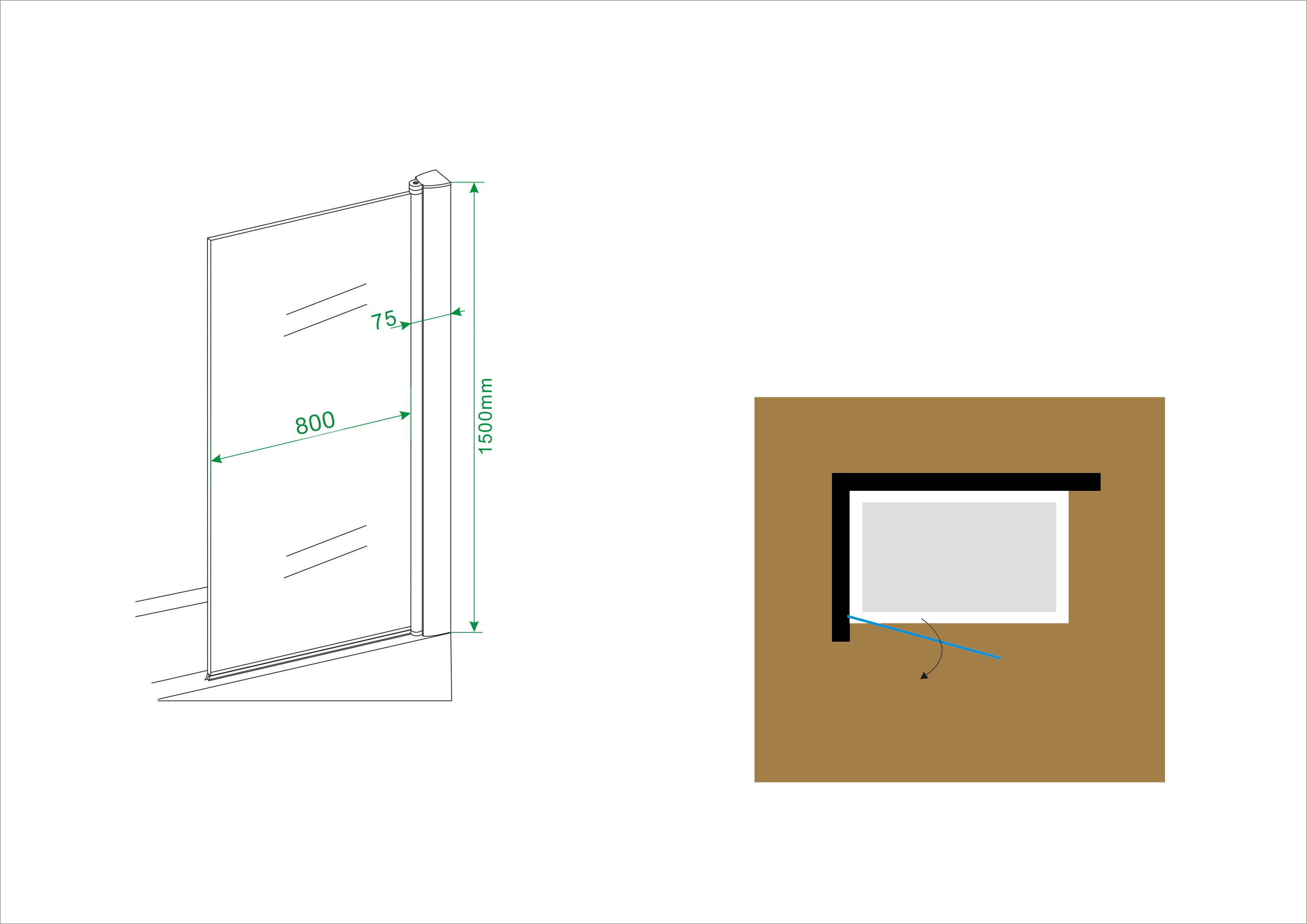 Palmo badwand draaibaar 800 x 1500 x 6 mm nano helder glas/chroom