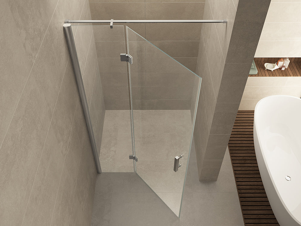 Vaz nisdeur met vast deel 800 x 2000 x 8 mm nano helder glas/chroom
