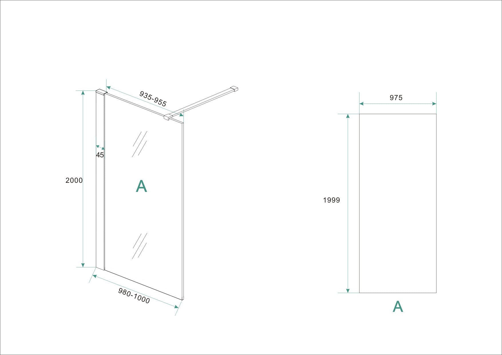 Hibera inloopdouche 1000 x 2000 x 10 mm nano helder glas/RVS