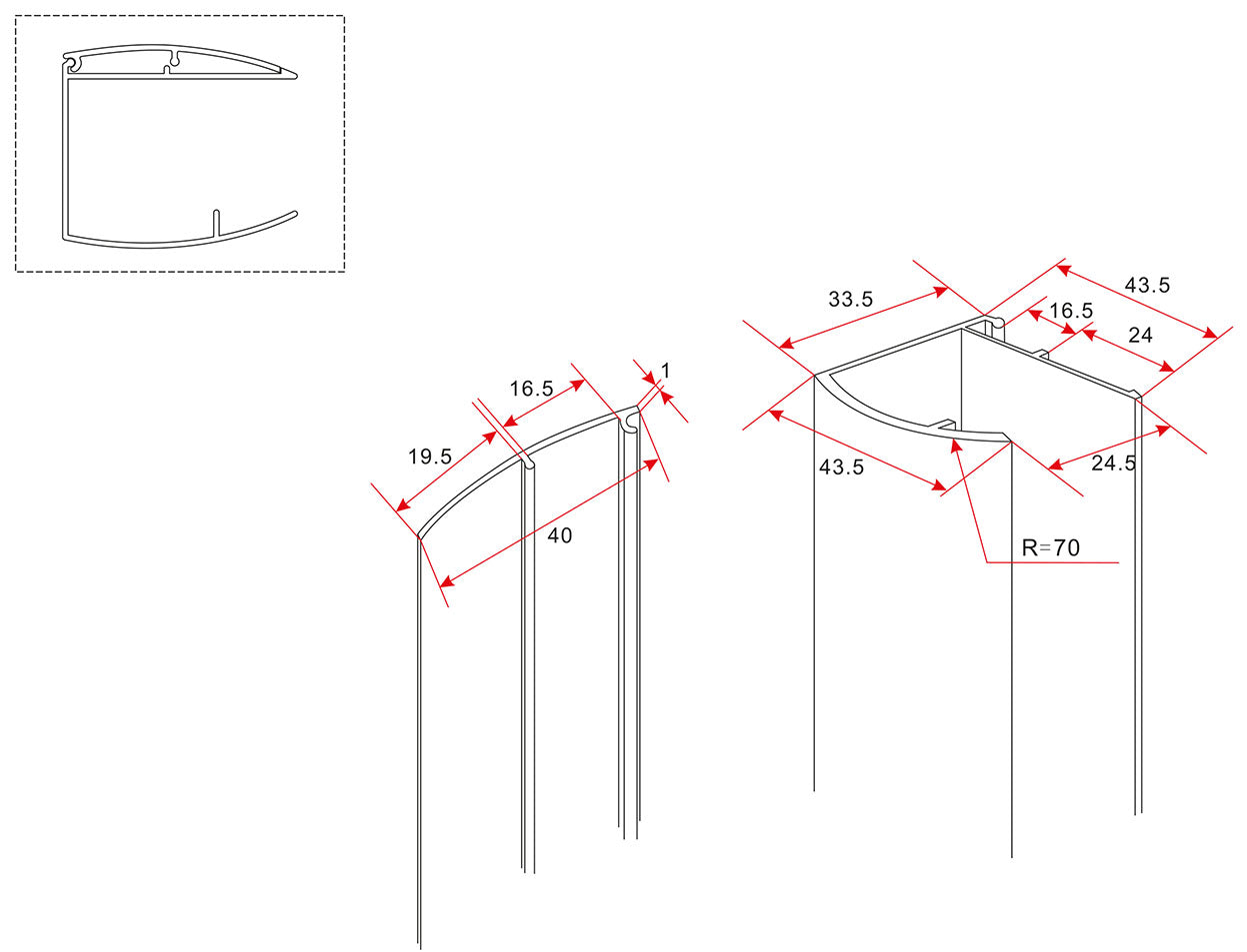 aluminium afdekstrip 200cm wandprofiel type 4