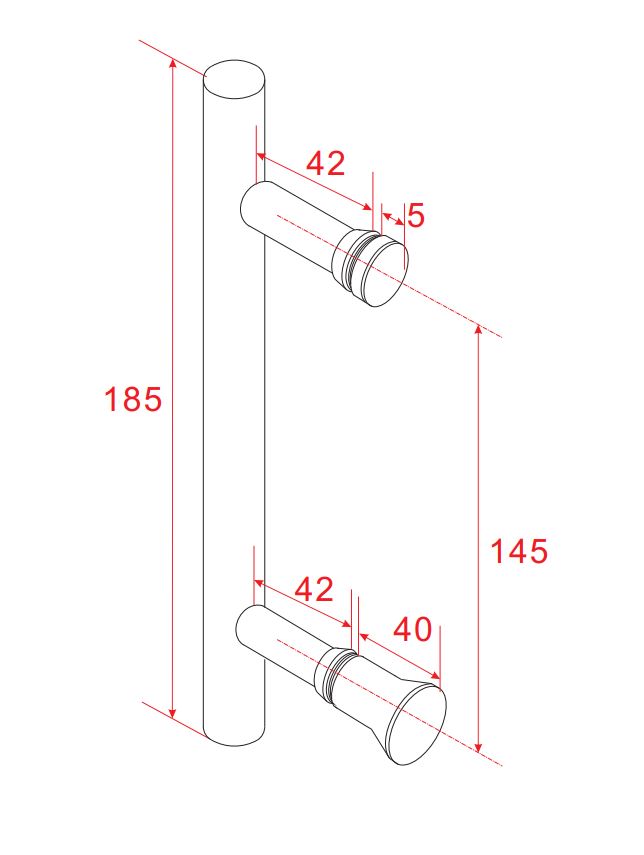 Deurgreep type 3 18,5 cm chroom