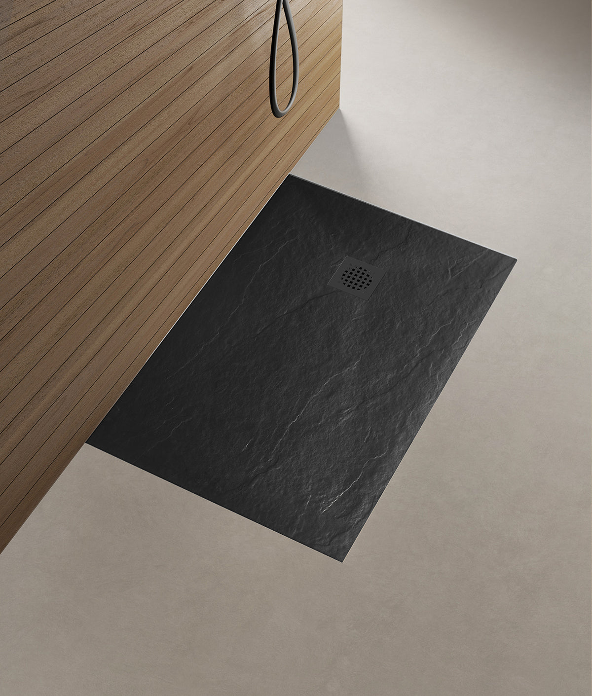 Wiesbaden stonea douchebak antislip composiet 1000 x 1200 x 30 mm inkortbaar mat zwart
