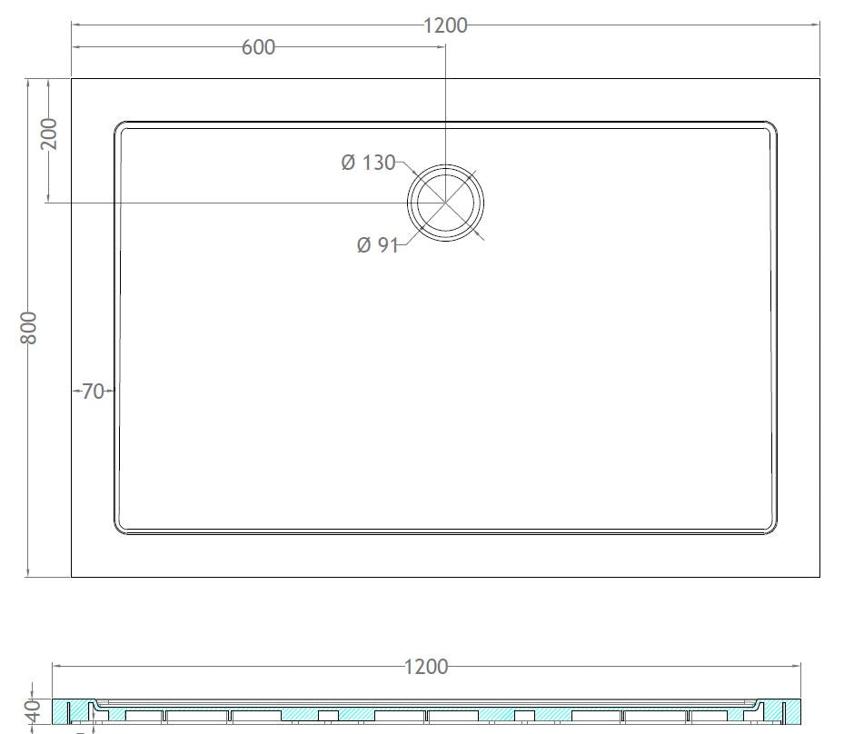luxe douchebak SMC rechthoek 120x80x4 cm wit