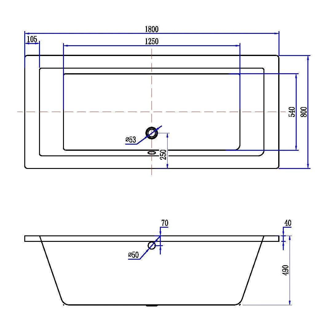 Santino SQ inbouw duo ligbad 180x80x49 cm mat wit