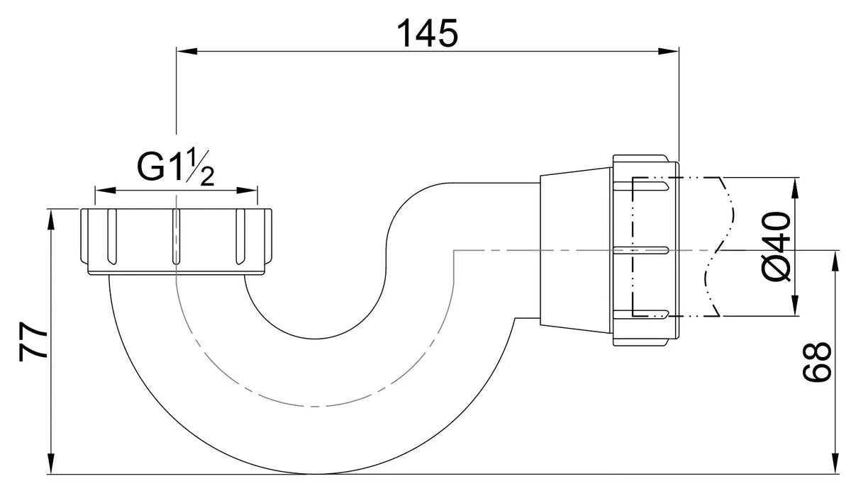 Sifon 1 1/2" x 40 mm voor vrijstaande baden