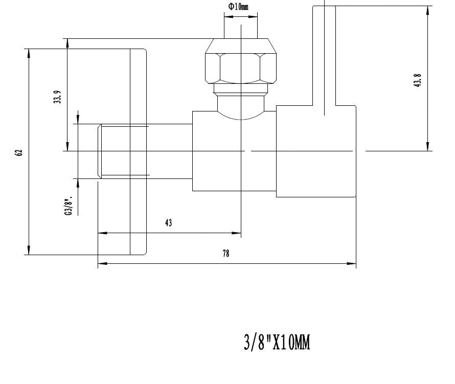 Minimal hoekstopkraan 3/8" x 3/8" of knel 10 mm geborsteld staal PVD