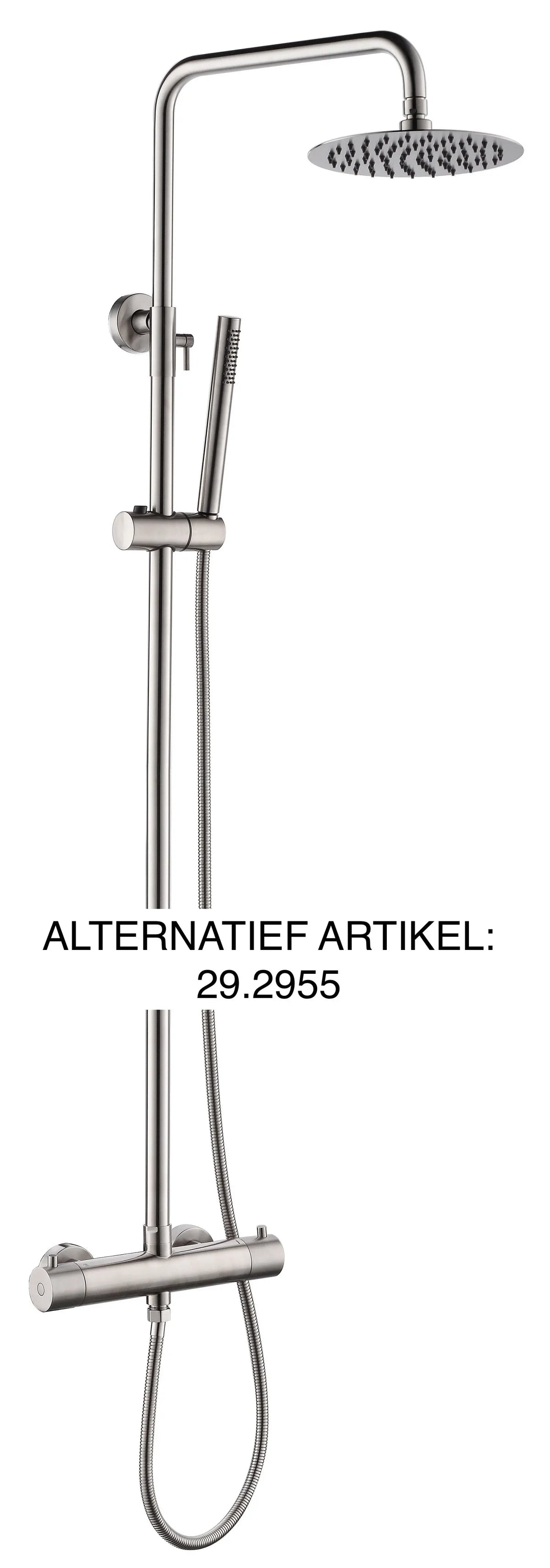304 thermostatische regendoucheset opbouw geborsteld RVS