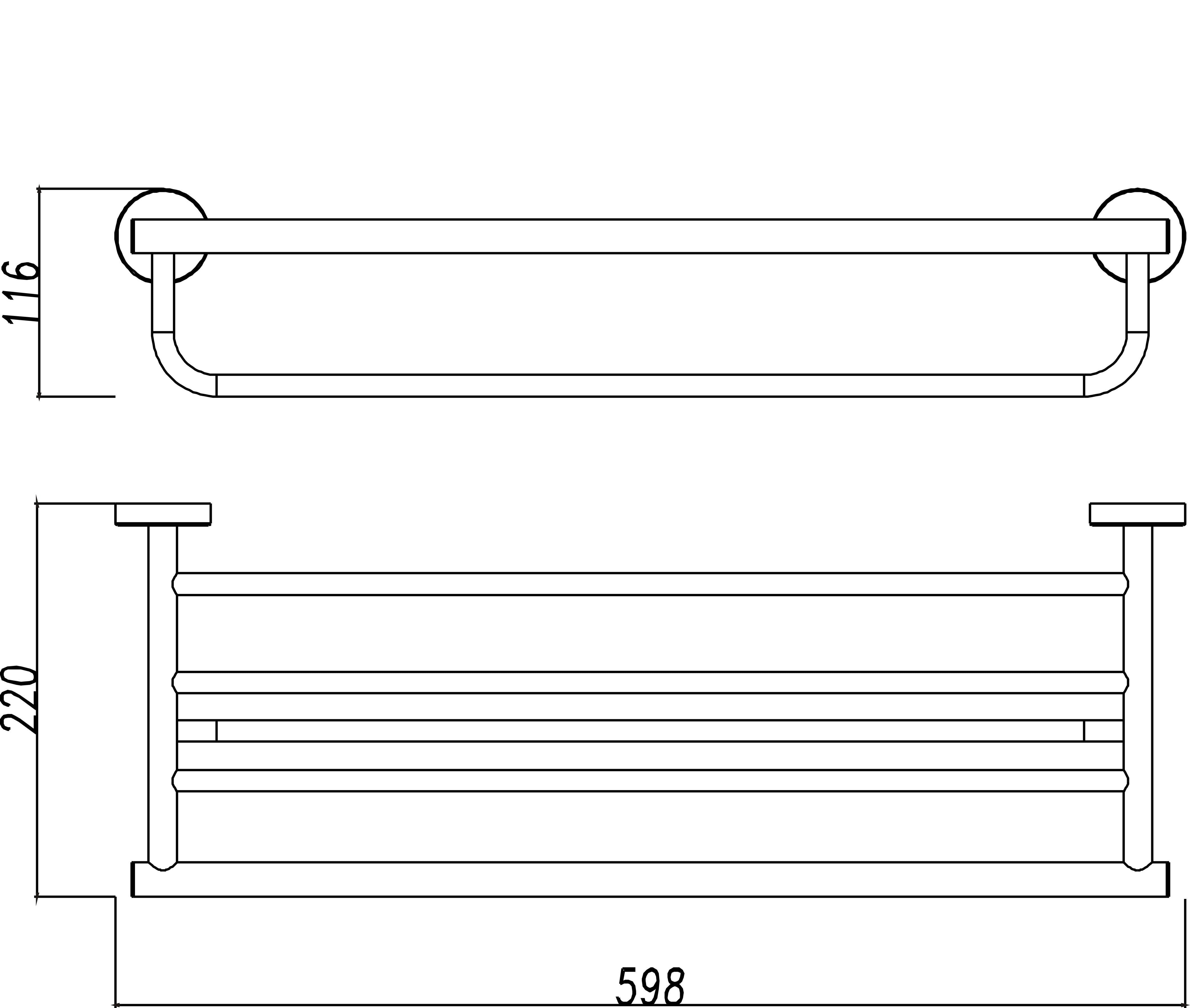 304 handdoekhouder met planchet 60 cm RVS