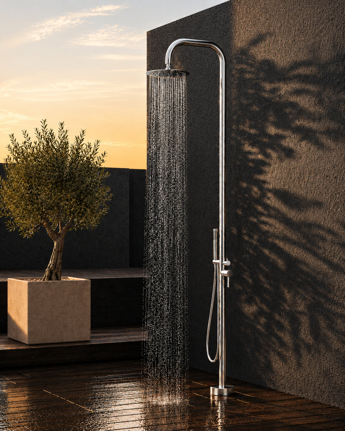Xellanz Sole buitendouche met handdouche RVS