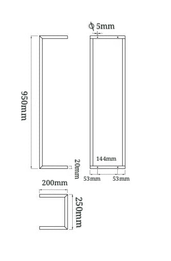 Loft handdoekrek 95 x 25 x 20 cm mat zwart