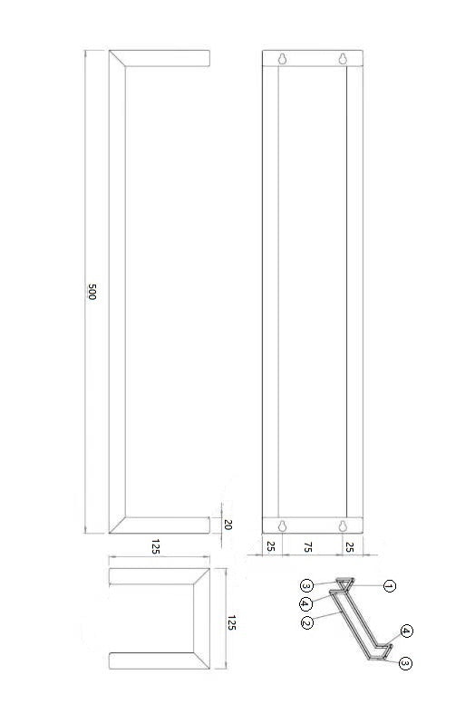 Loft handdoekrek 50 x 12.5 x 12.5 cm geborsteld messing PVD