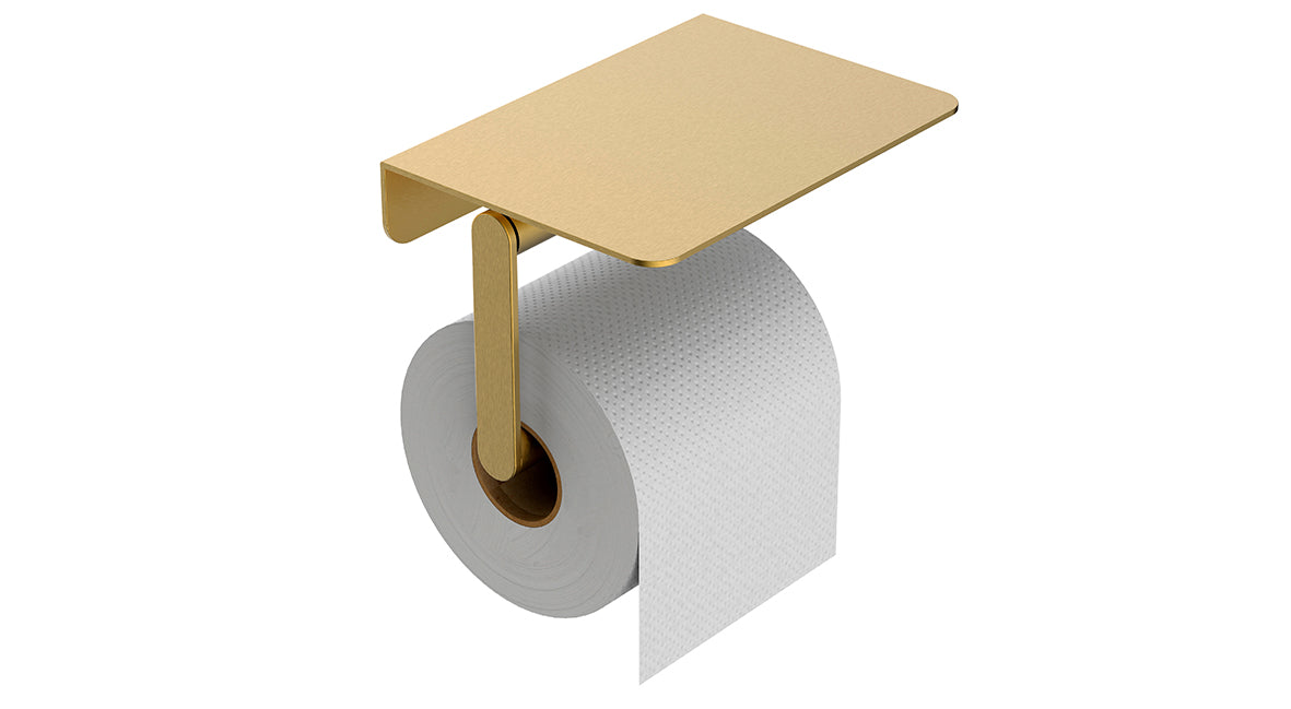 Alonzo toiletrolhouder met planchet geborsteld messing PVD