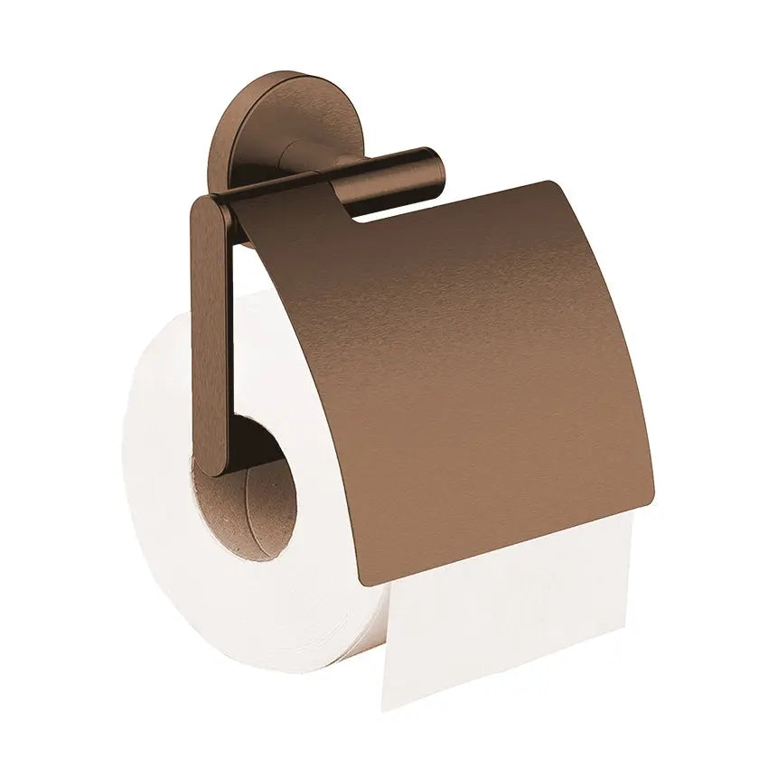 Alonzo toiletrolhouder met klep geborsteld brons koper PVD