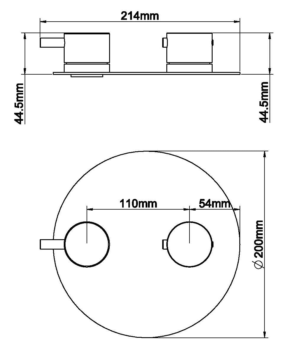 Caral afbouwdeel rond inbouwthermostaat 2 weg mat zwart