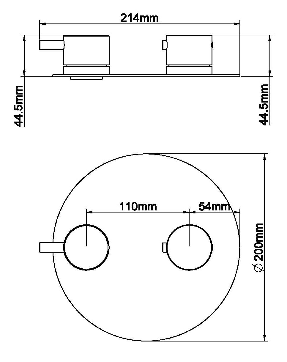 Caral afbouwdeel rond inbouwthermostaat 2 weg geborsteld staal PVD