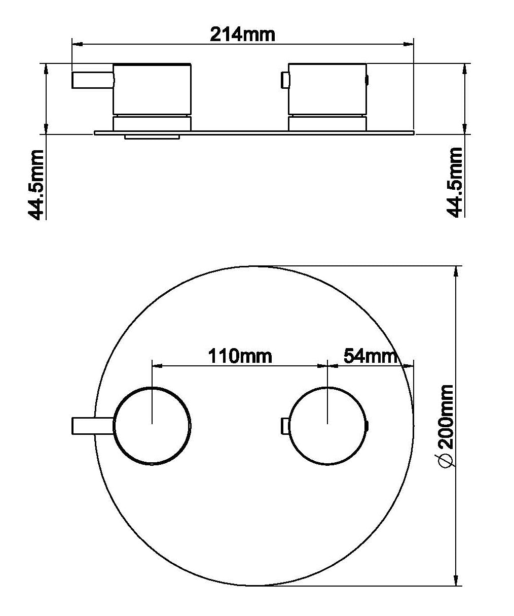 Caral afbouwdeel rond inbouwthermostaat 2 weg geborsteld brons koper PVD