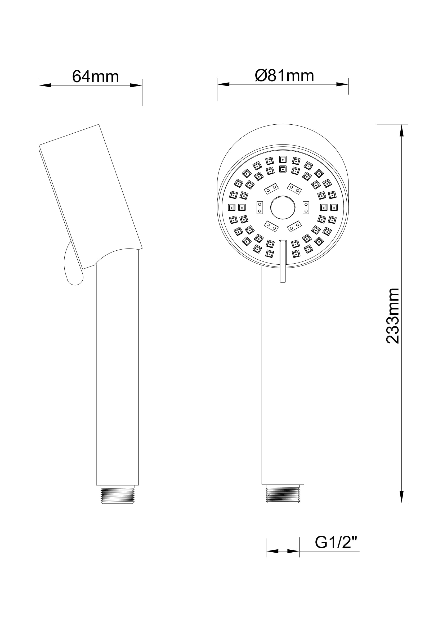 UniMatch Cadans handdouche 3 standen Ø 8 cm mat zwart