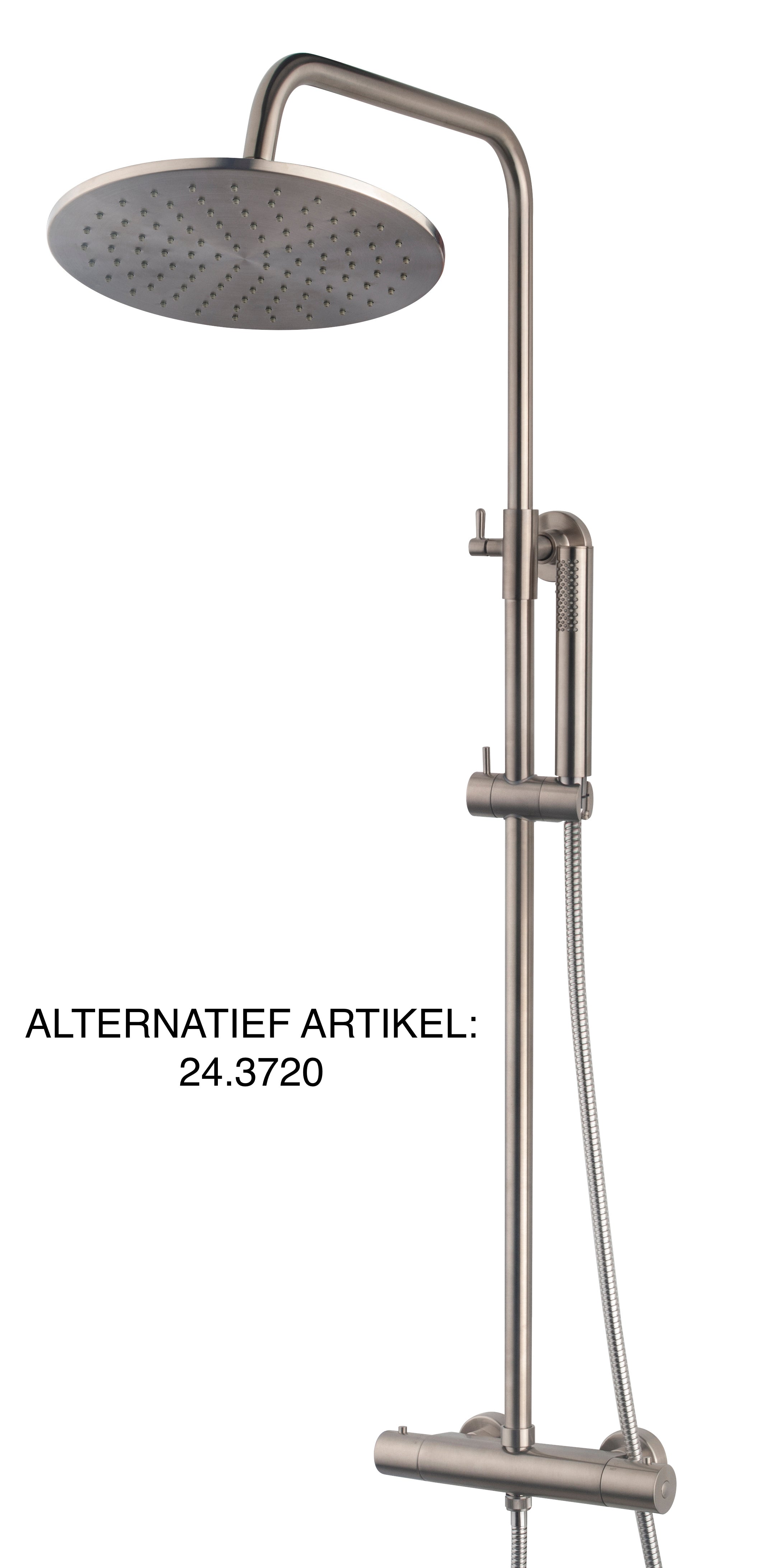 Caral thermostatische regendoucheset opbouw geborsteld staal PVD