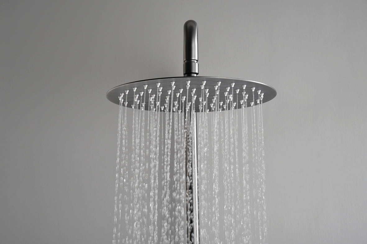Ribbd thermostatische regendoucheset opbouw gunmetal PVD