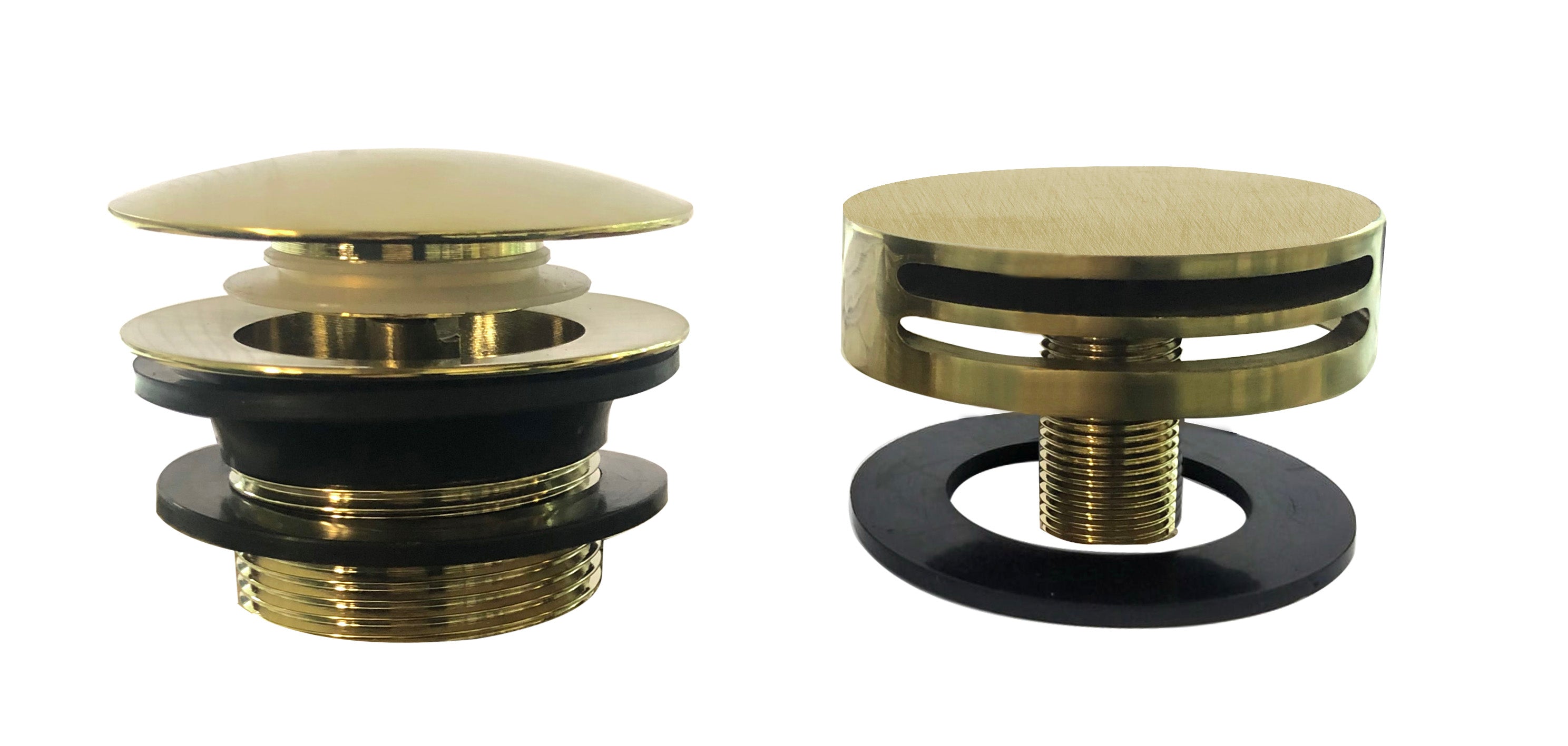 Caral afbouwdeel rond badafvoer met overloop en vulfunctie geborsteld messing PVD