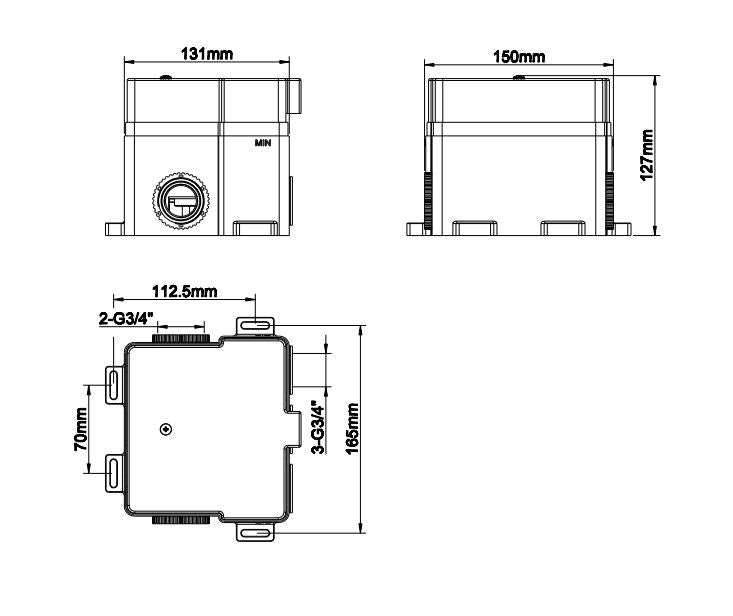 Caral Klik Pro inbouwbox douchethermostaat 3 weg