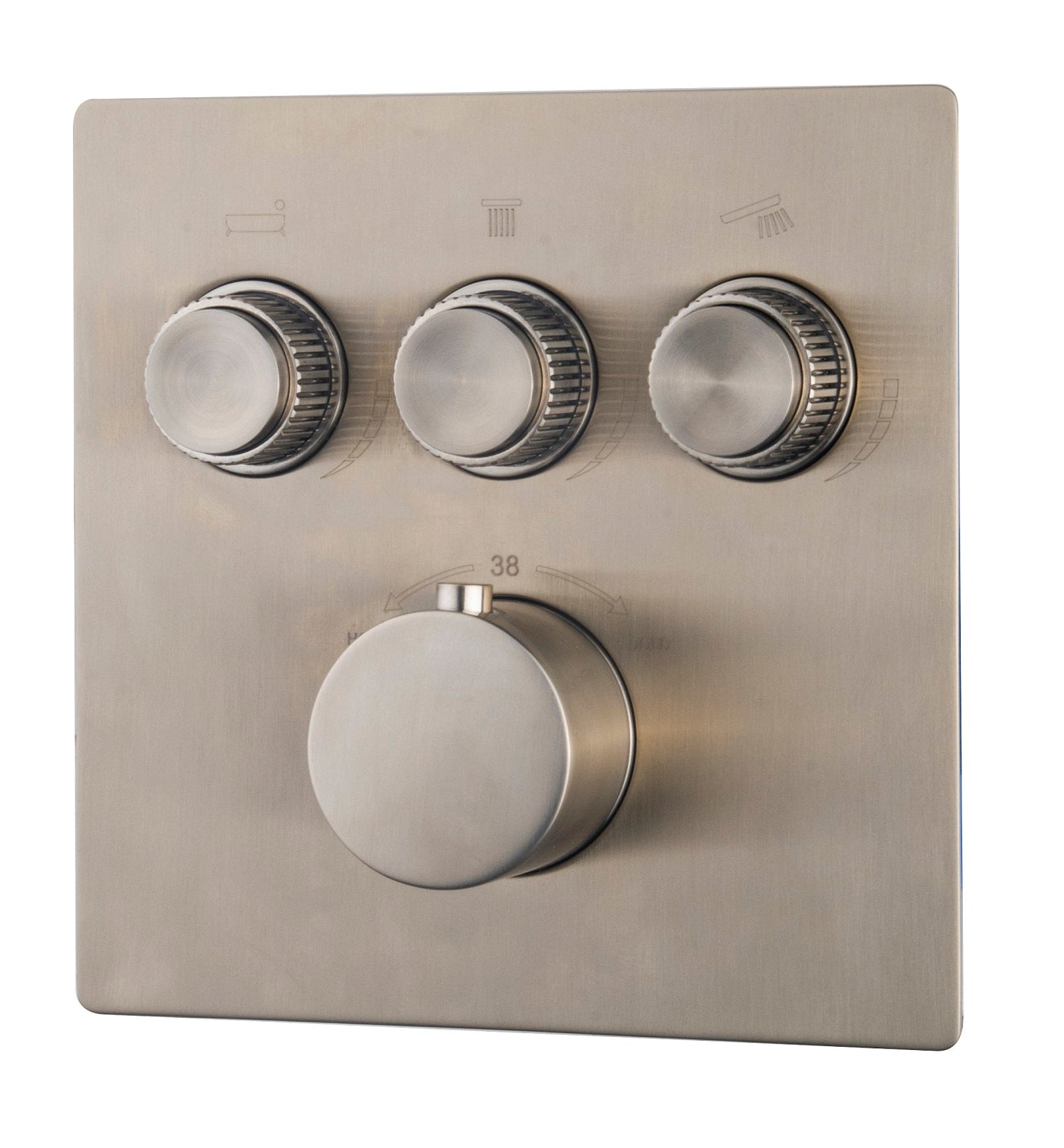 Caral Klik Pro afbouwdeel inbouwthermostaat 3 weg geborsteld staal PVD