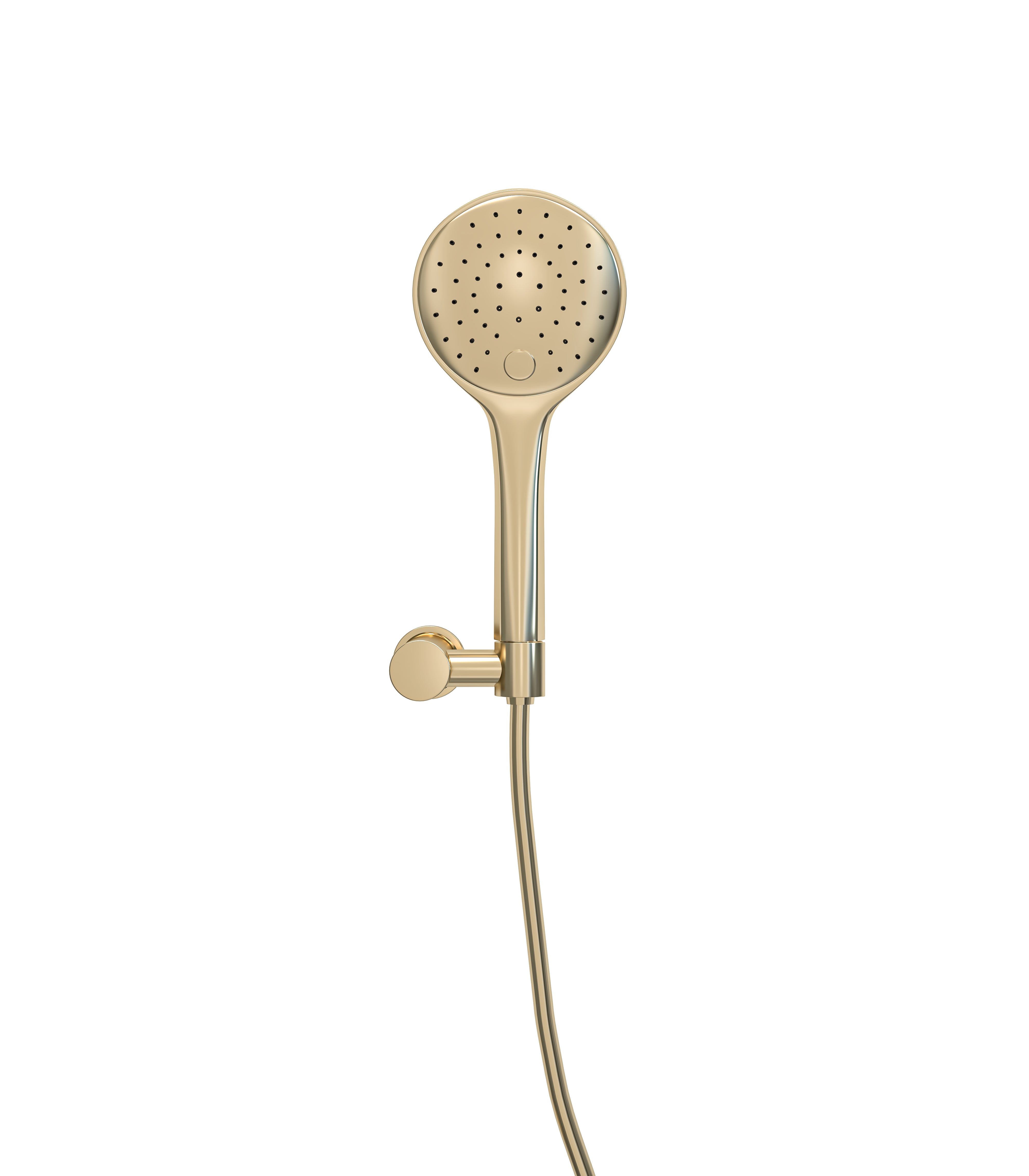UniMatch handdoucheset met handdouche 3 standen Ø 12 cm, doucheslang en wandhouder kantelbaar geborsteld messing