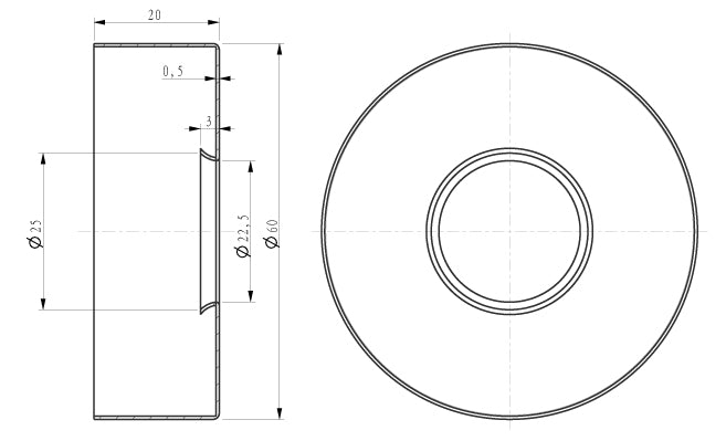 Wiesbaden UniMatch douchearm met plafondbevestiging 30 cm chroom, maattekening