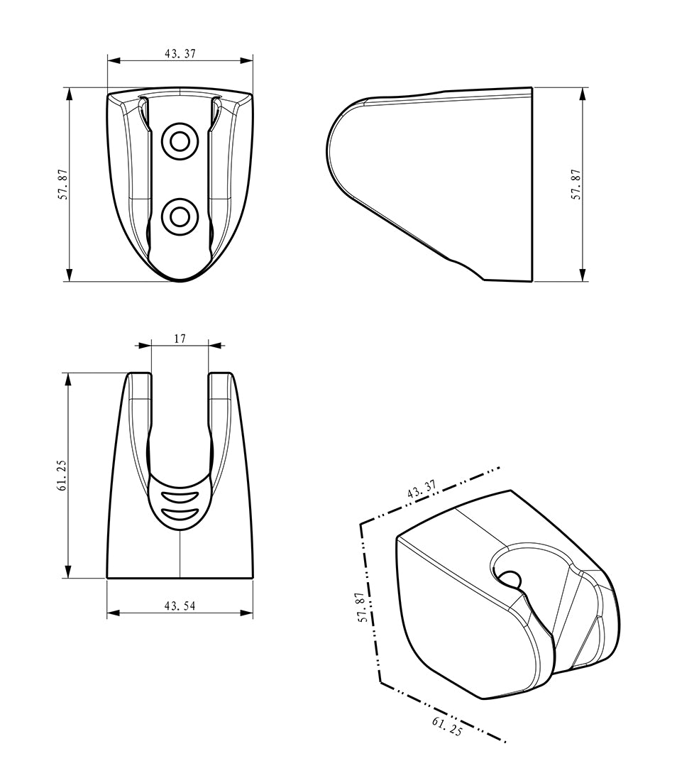 UniMatch wandhanddouchehouder kunststof gunmetal PVD