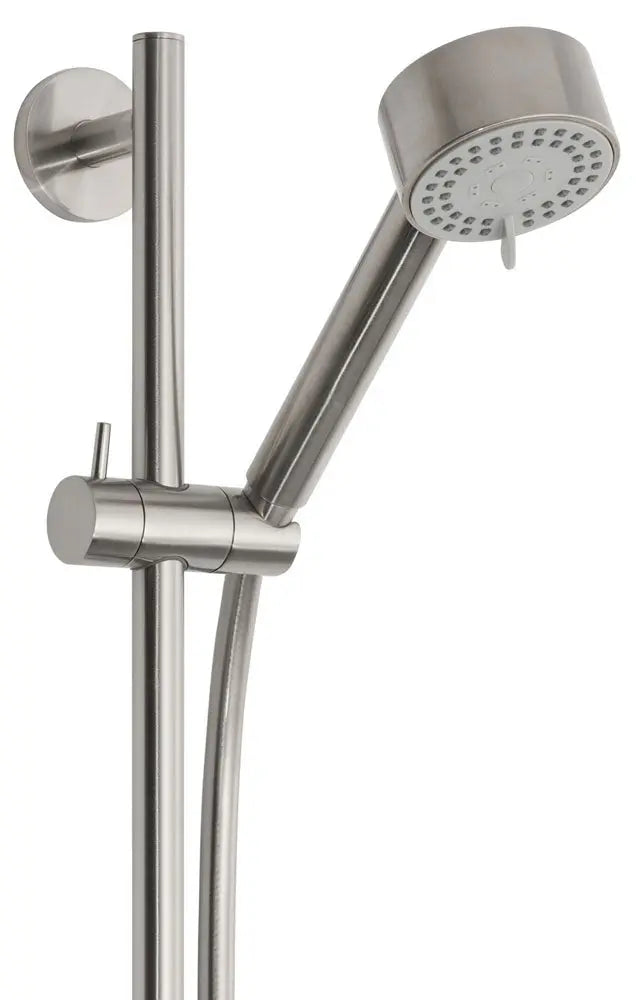 UniMatch Cadans glijstangset compleet met handdouche 3 standen Ø 8 cm geborsteld staal PVD