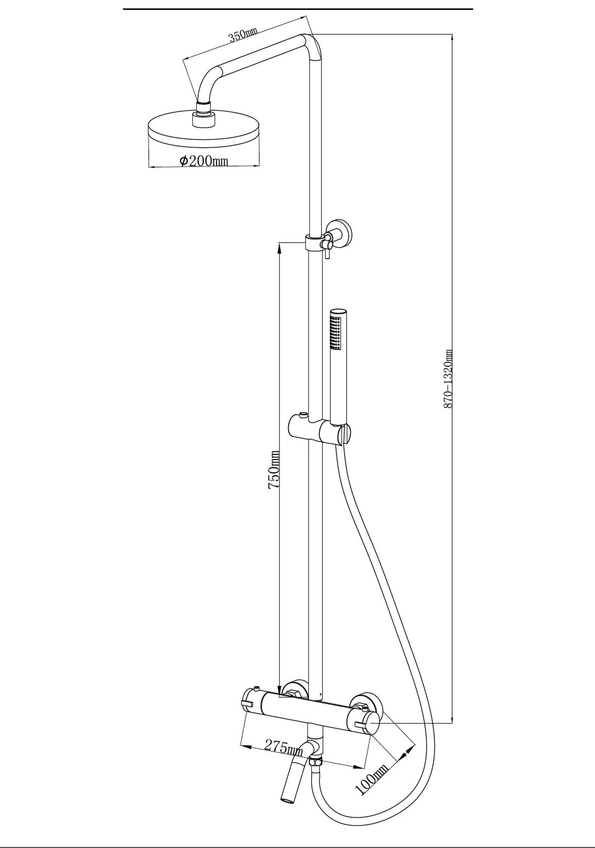 Caralda Eco thermostatische badmengkraan met regendoucheset opbouw chroom