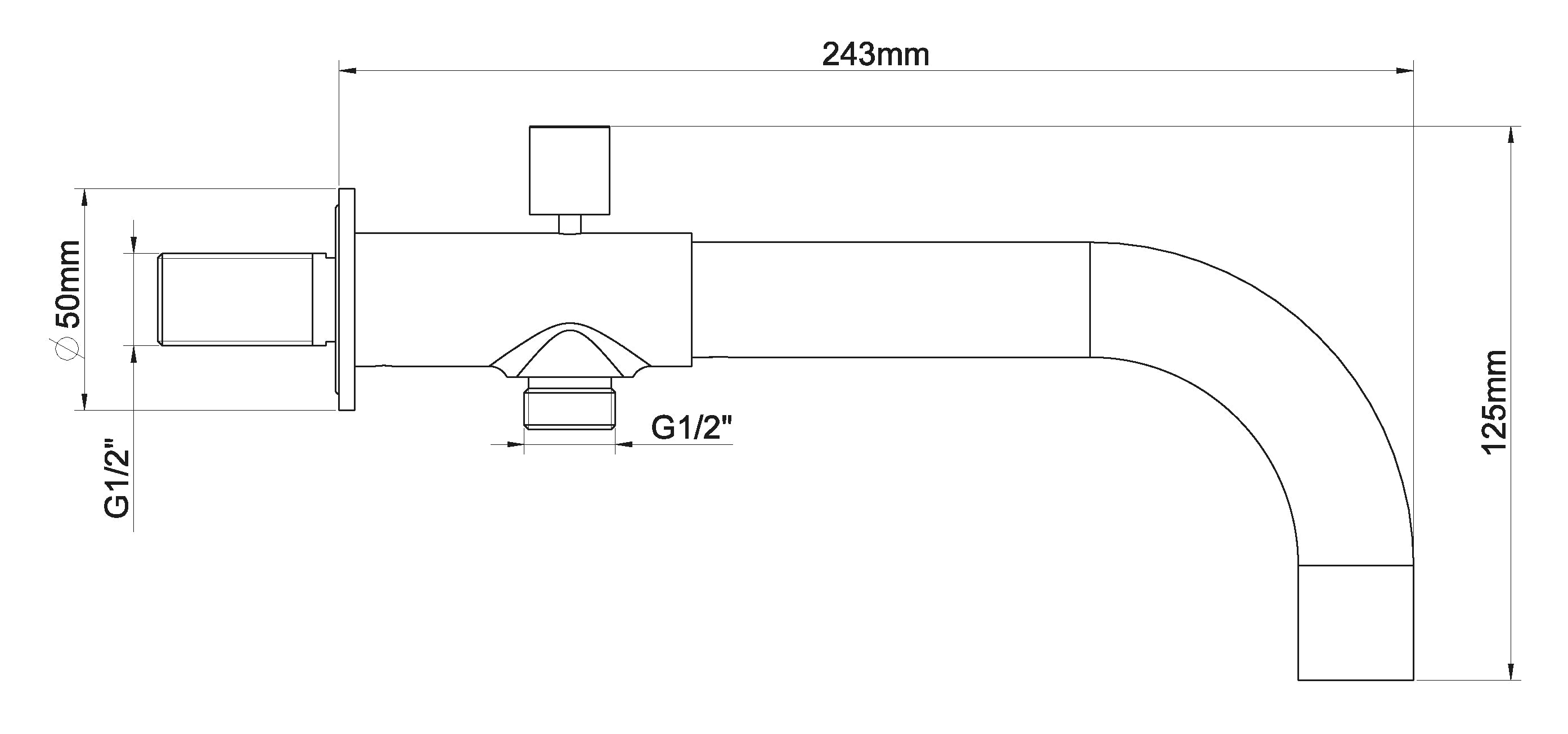 inbouw-baduitloop met omstel rond 23cm geborsteld staal PVD