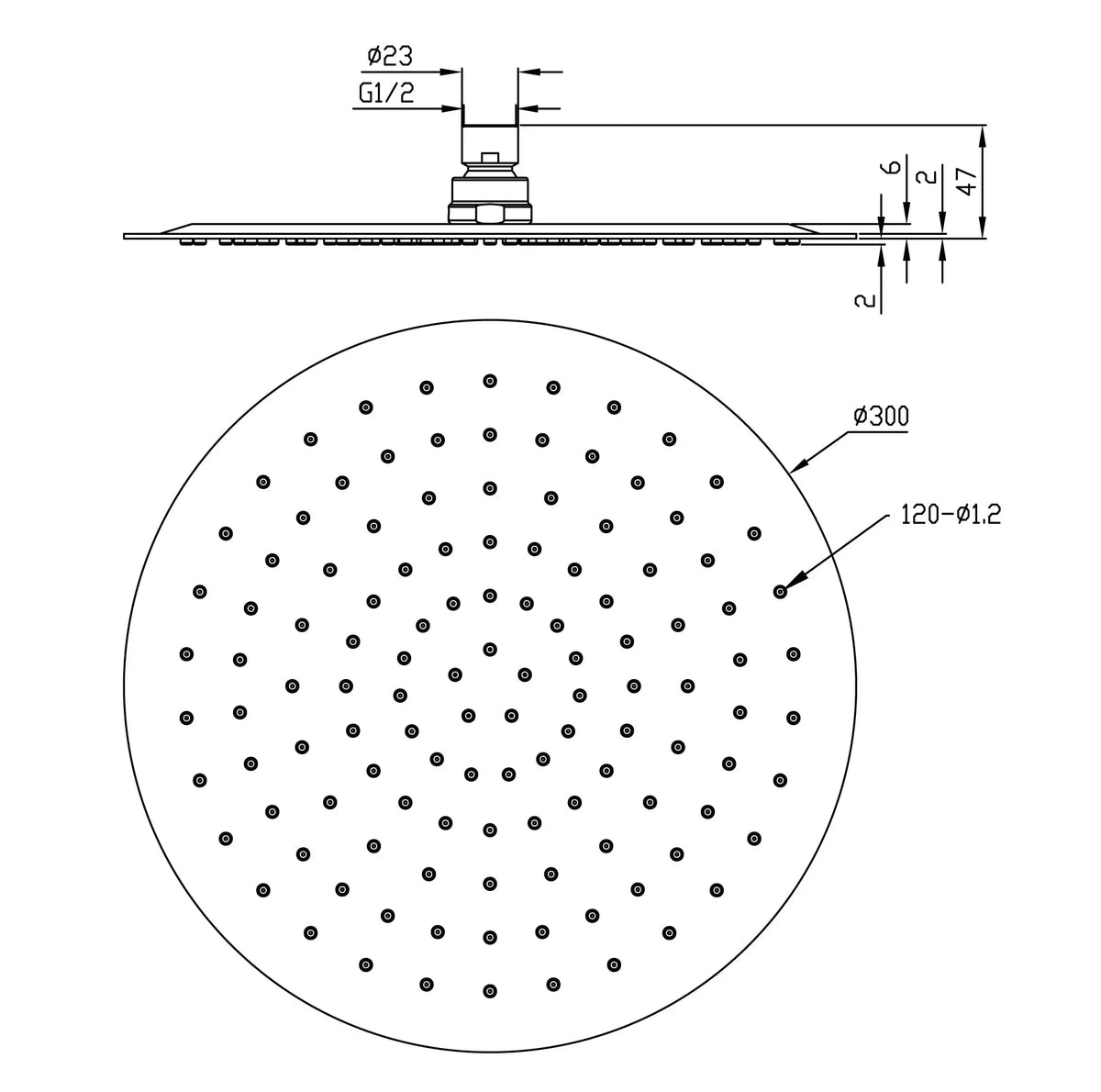 Ufo hoofddouche rond 30 cm RVS PVD