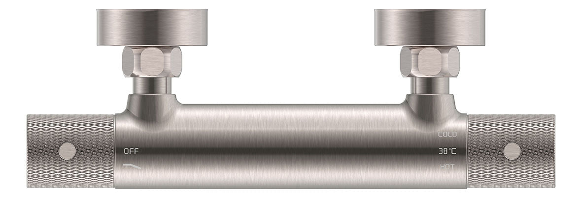 Ribbd thermostatische douchemengkraan hartafstand 15 cm geborsteld staal PVD