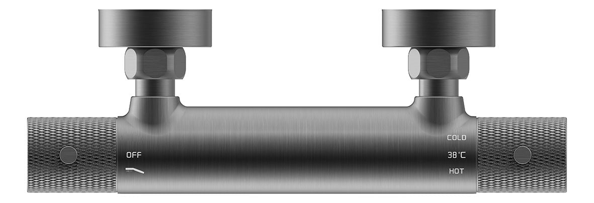 Ribbd thermostatische douchemengkraan hartafstand 15 cm gunmetal PVD