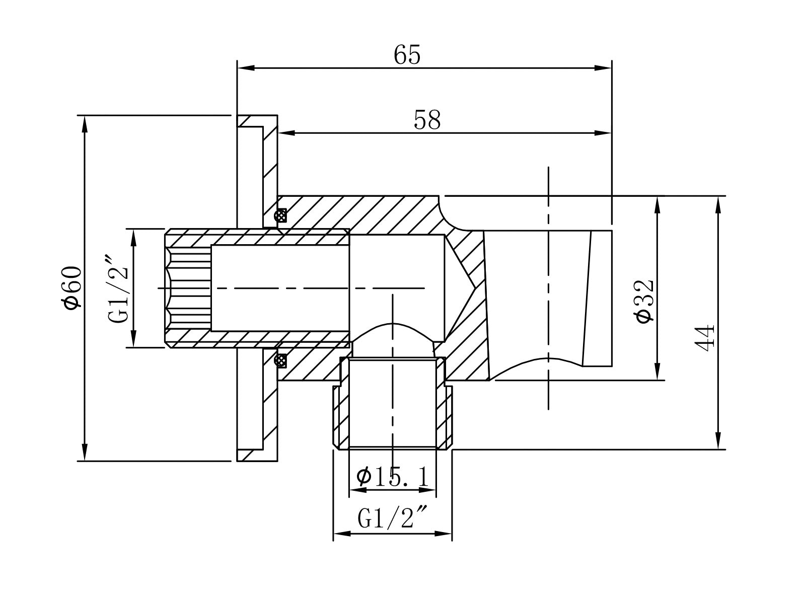 UniMatch wandaansluitbocht met handdouchehouder rond 1/2" geborsteld brons koper PVD
