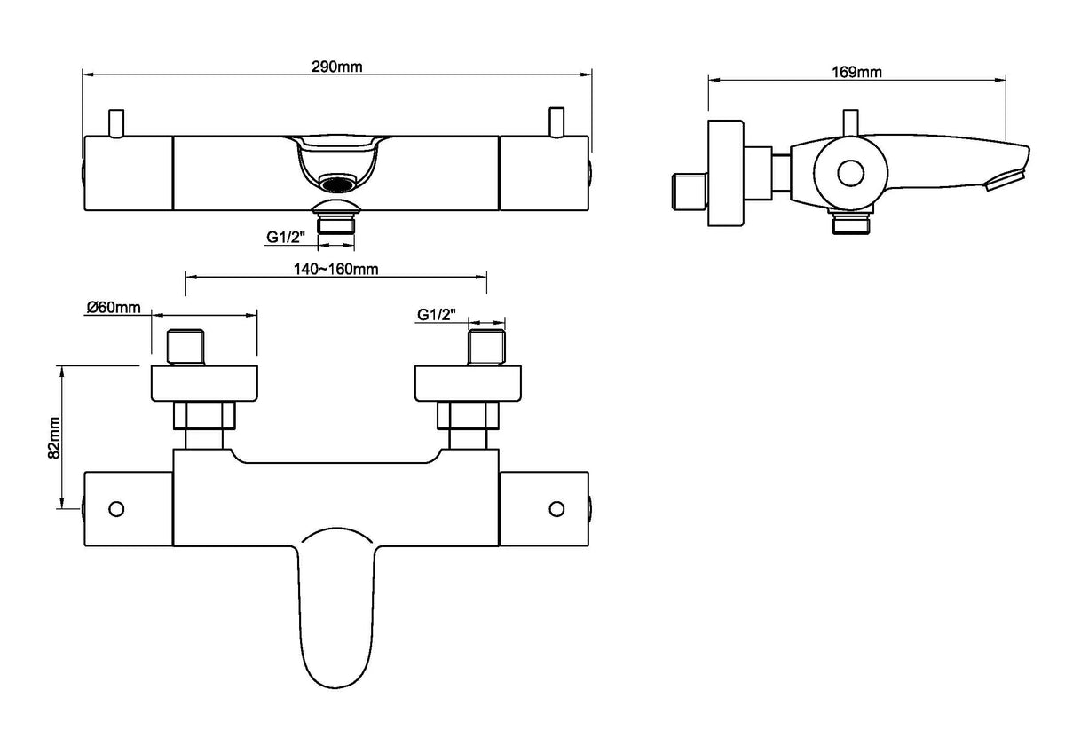 Caral thermostatische badmengkraan geborsteld messing PVD